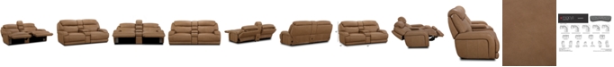 Furniture Daventry 97" 3-Pc. Leather Sectional Sofa With 2 Power Recliners, Power Headrests, Console And USB Power Outlet